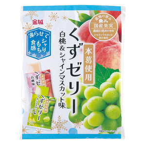 [計90個]金城製菓 くずゼリー 白桃＆シャインマスカット味 18個入×5袋