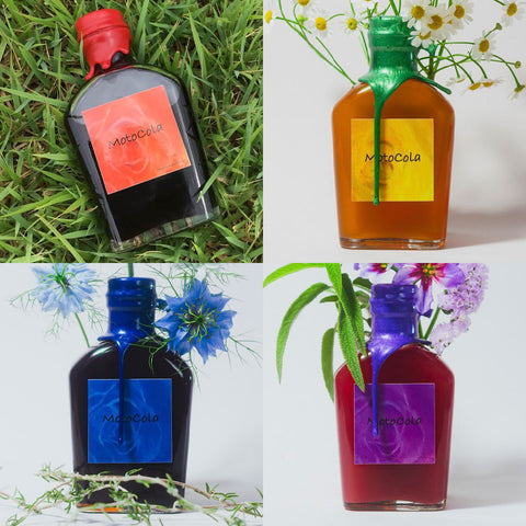 [4種セット]MotoCola 深紅(レッド)・純白(ホワイト)・瑠璃(ブルー)・紫紺(パープル) 200ml×各1本 クラフトコーラ