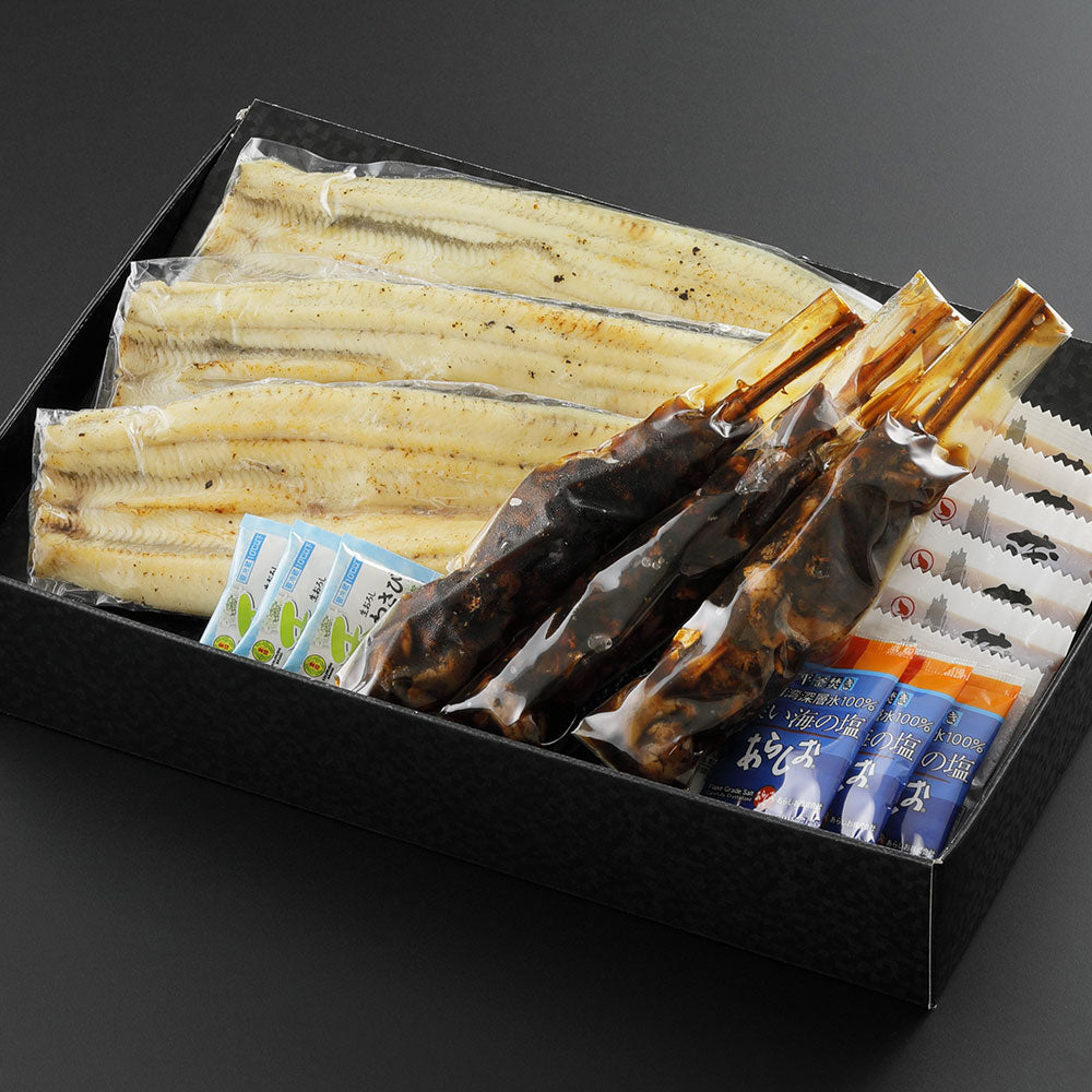 魚魚一 うなぎ白焼(長焼) たれ・焼塩・わさび・粉山椒付き 冷凍