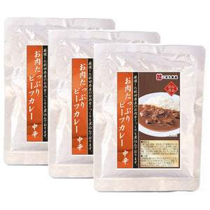 [3袋セット]こまち食品 お肉たっぷりビーフカレー（中辛）（レトルト）200g×3袋